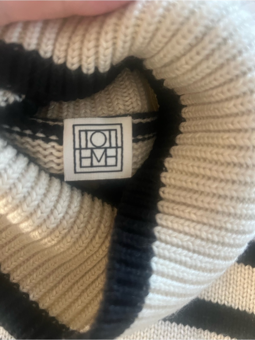Toteme Cream and Black Striped Wool organic cotton Turtleneck Sweater - Picture 3 of 5